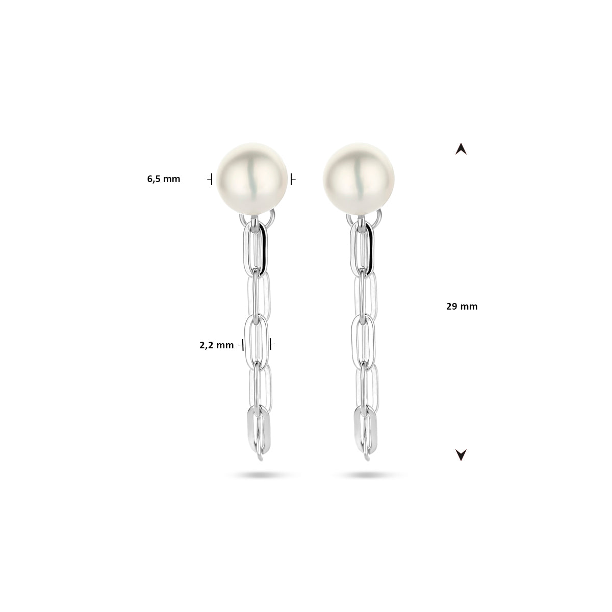 vDam Oorknoppen Parel 6,5 Mm Zilver Gerhodineerd 1340498