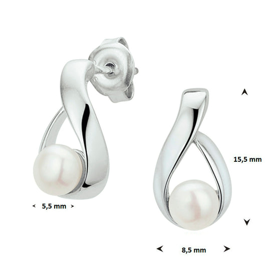 vDam Oorknoppen Parel Zilver Gerhodineerd 1326619