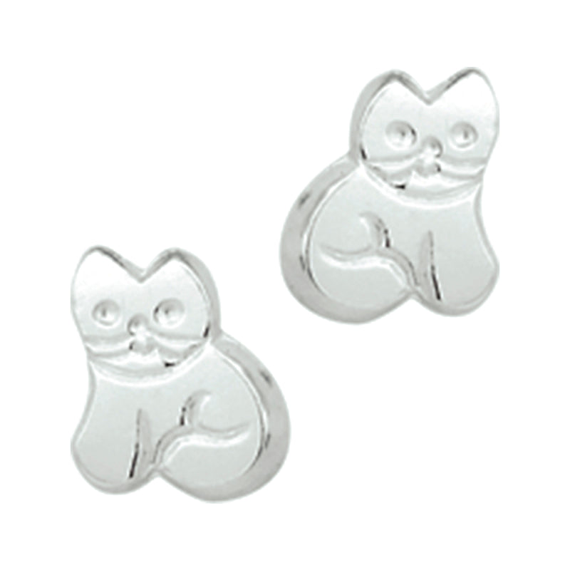 vDam Oorknoppen Poes Zilver Wit 1000571