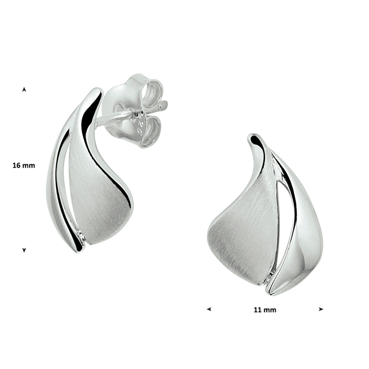 vDam Oorknoppen Poli/mat Zilver Gerhodineerd 1328406