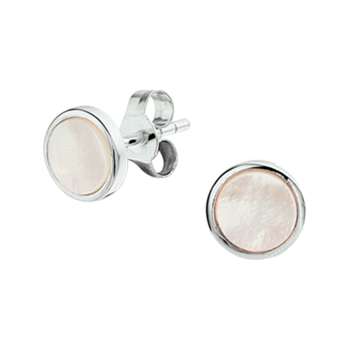 vDam Oorknoppen Rond Parelmoer Zilver Gerhodineerd 1326002