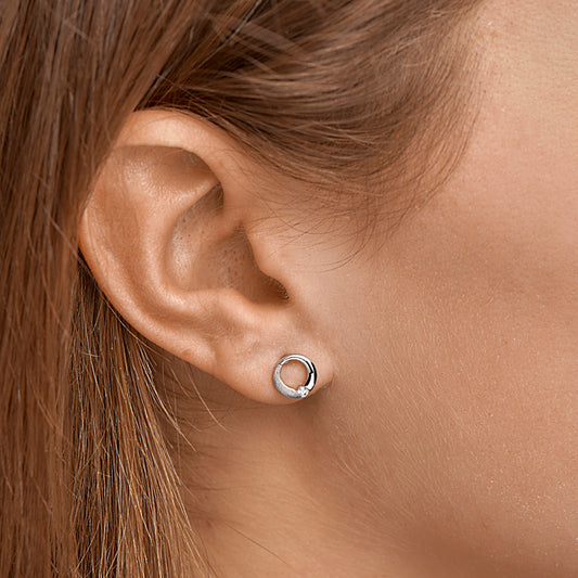 vDam Oorknoppen Rondje Zirkonia Poli/mat Zilver Gerhodineerd 1329928