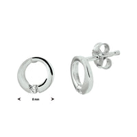 vDam Oorknoppen Rondje Zirkonia Poli/mat Zilver Gerhodineerd 1329928