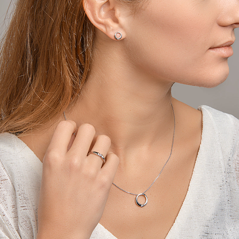 vDam Oorknoppen Rondje Zirkonia Poli/mat Zilver Gerhodineerd 1329928