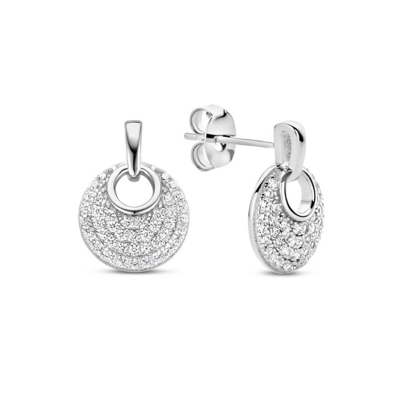 vDam Oorknoppen Rondje Zirkonia Zilver Gerhodineerd 1334774