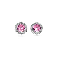 vDam Oorknoppen Roze En Wit Zirkonia Halo Zilver Gerhodineerd 1338729