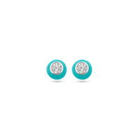 vDam Oorknoppen Turquoise Emaille En Zirkonia Zilver Gerhodineerd 1338938