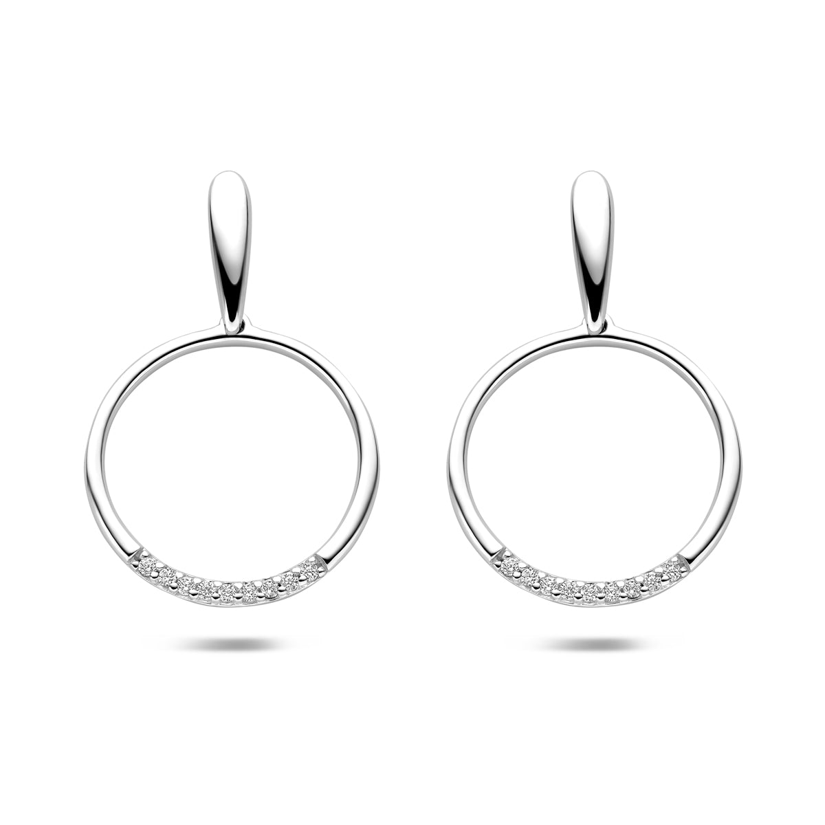 vDam Oorknoppen Zirkonia 25 Mm Zilver Gerhodineerd 1341701