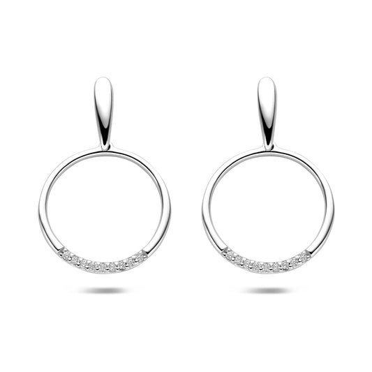 vDam Oorknoppen Zirkonia 25 Mm Zilver Gerhodineerd 1341701