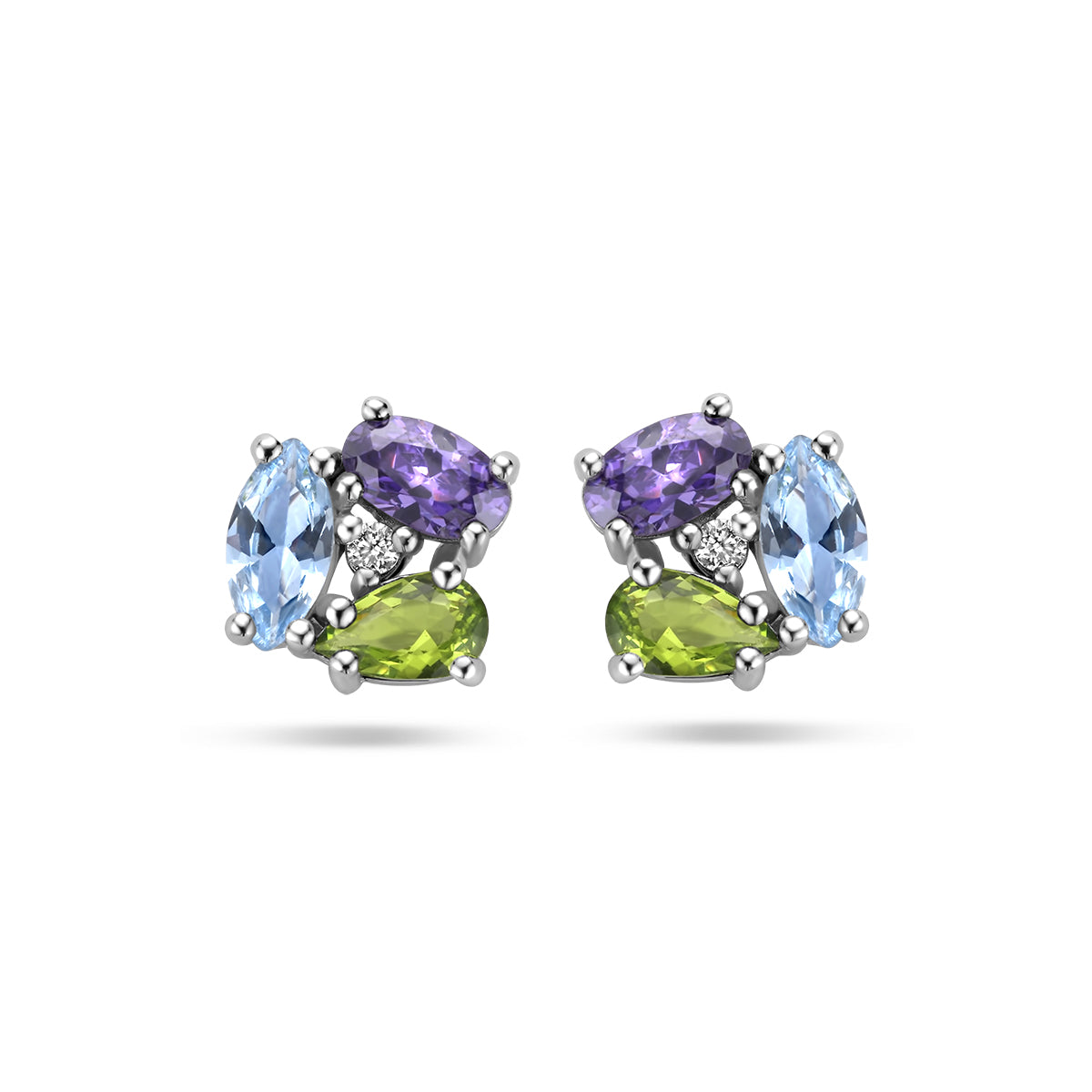 vDam Oorknoppen Zirkonia En Synth Edelstenen Zilver Gerhodineerd 1336555