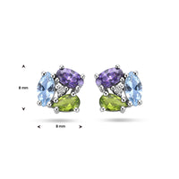 vDam Oorknoppen Zirkonia En Synth Edelstenen Zilver Gerhodineerd 1336555