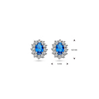 vDam Oorknoppen Zirkonia En Synthetische Saffier Halo Zilver Gerhodineerd 1326684