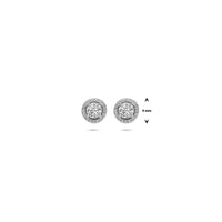 vDam Oorknoppen Zirkonia Halo 9 Mm Zilver Gerhodineerd 1339467