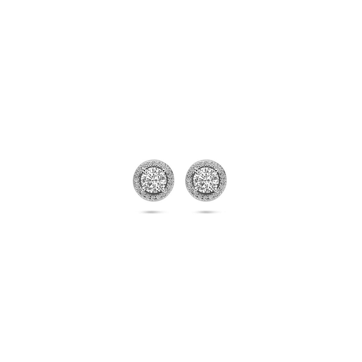 vDam Oorknoppen Zirkonia Halo 9 Mm Zilver Gerhodineerd 1339467