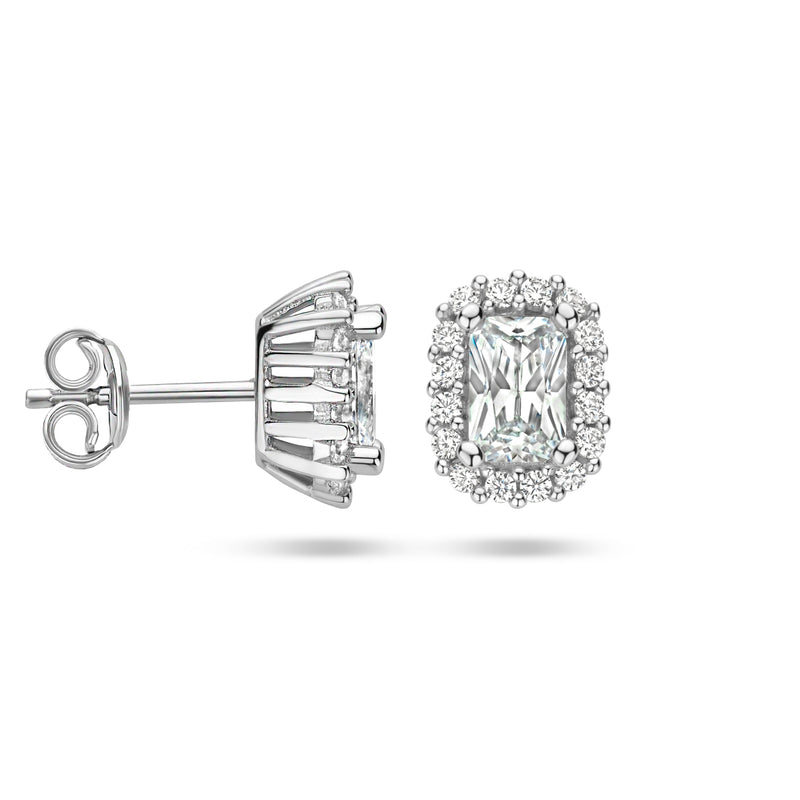 vDam Oorknoppen Zirkonia Halo Zilver Gerhodineerd 1335363