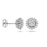 vDam Oorknoppen Zirkonia Halo Zilver Gerhodineerd 1335620