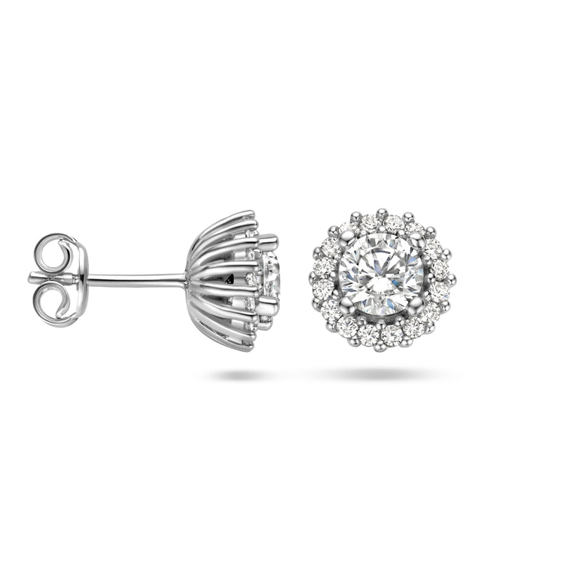 vDam Oorknoppen Zirkonia Halo Zilver Gerhodineerd 1335620