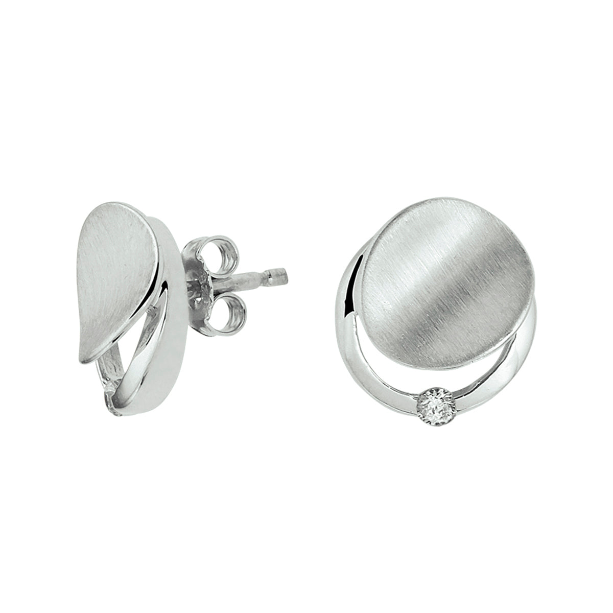 vDam Oorknoppen Zirkonia Poli/mat1 Zilver Gerhodineerd 1332655