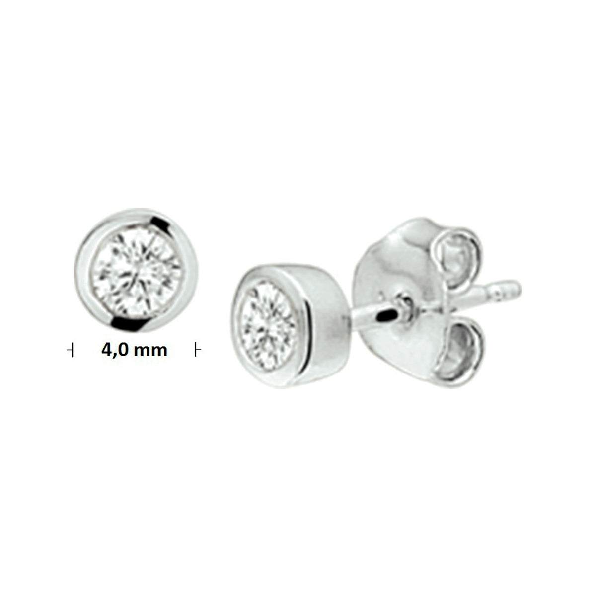 vDam Oorknoppen Zirkonia Zilver Gerhodineerd 1326349