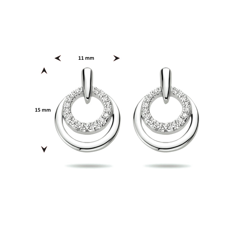 vDam Oorknoppen Zirkonia Zilver Gerhodineerd 1333801