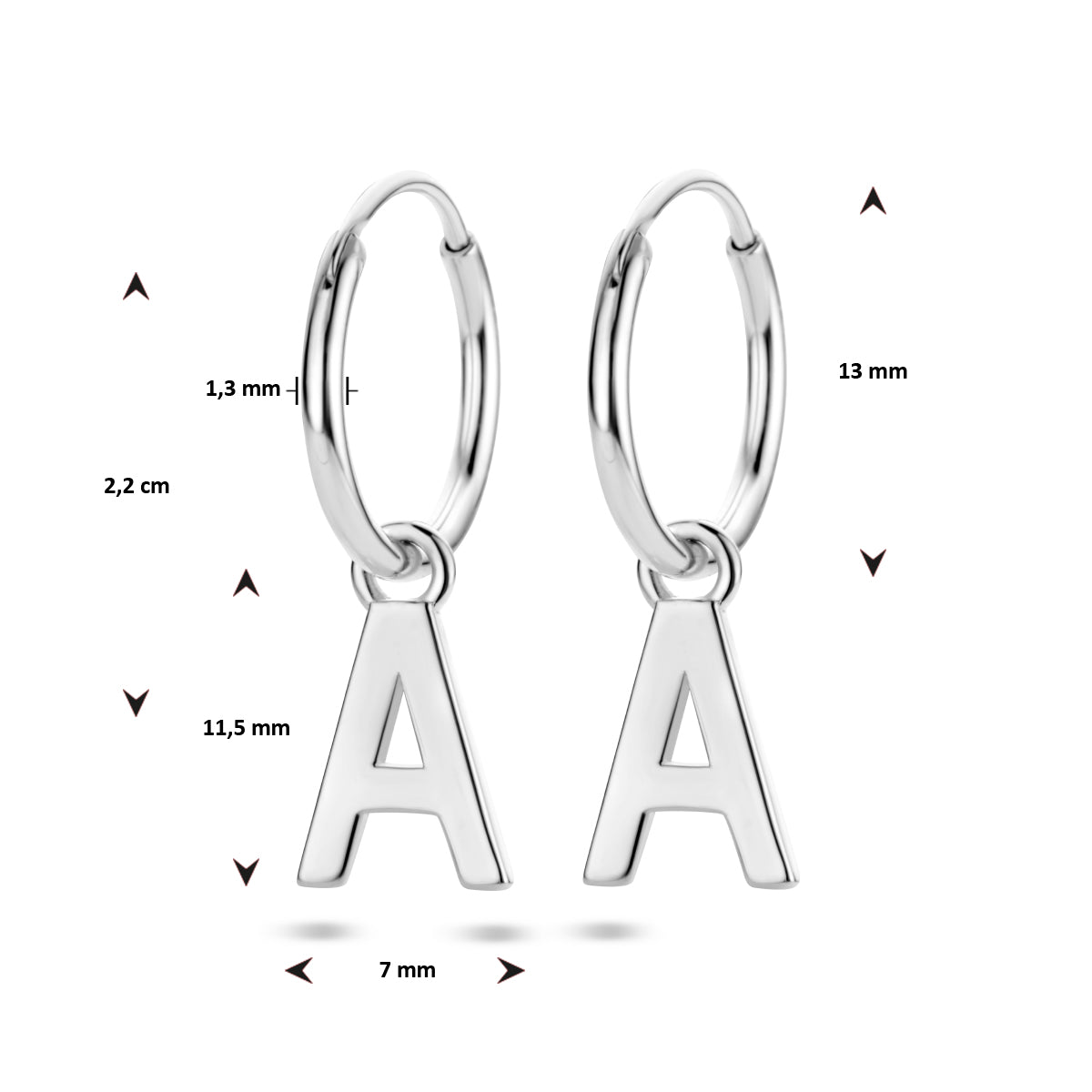 vDam Oorring Letter Per Stuk Zilver Gerhodineerd 1336271