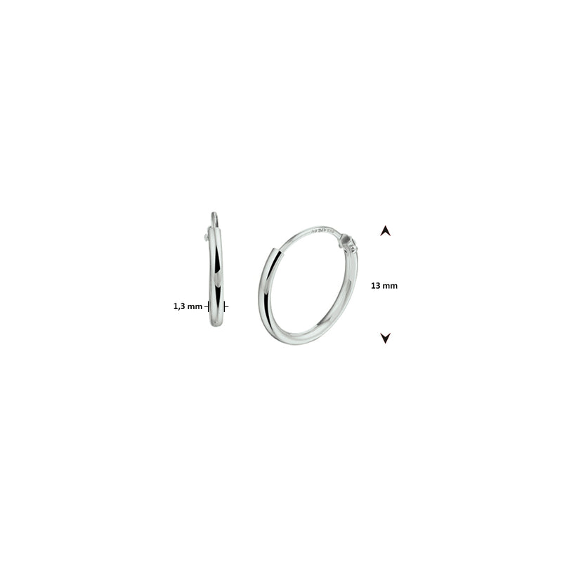 vDam Oorringen 1,3 Mm Ronde Buis Zilver Wit 1001428