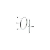 vDam Oorringen 1,3 Mm Ronde Buis Zilver Wit 1001429