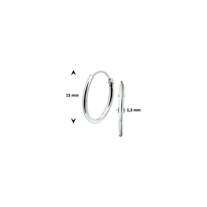vDam Oorringen 1,3 Mm Ronde Buis Zilver Wit 1001429