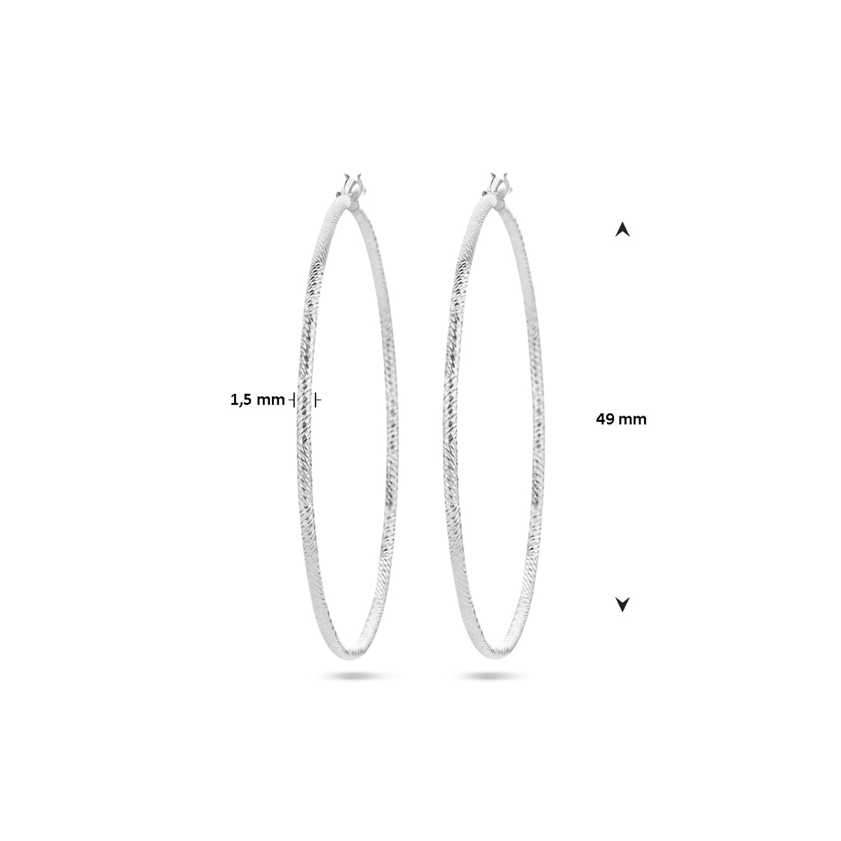 vDam Oorringen 1,5 Mm Ronde Buis Gediamanteerd Zilver Gerhodineerd 1336916