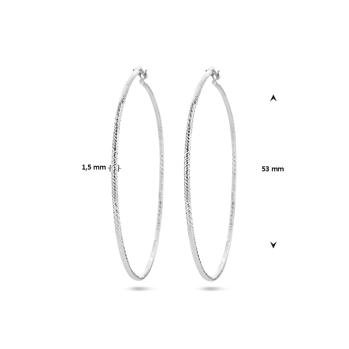 vDam Oorringen 1,5 Mm Ronde Buis Gediamanteerd Zilver Gerhodineerd 1336920