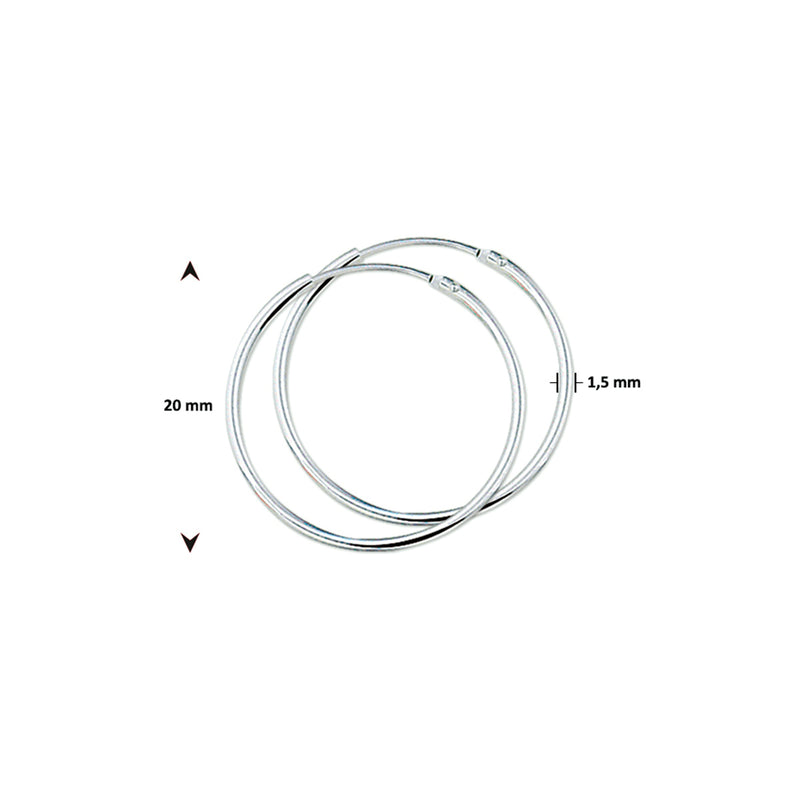 vDam Oorringen 1,5 Mm Ronde Buis Zilver Wit 1001450