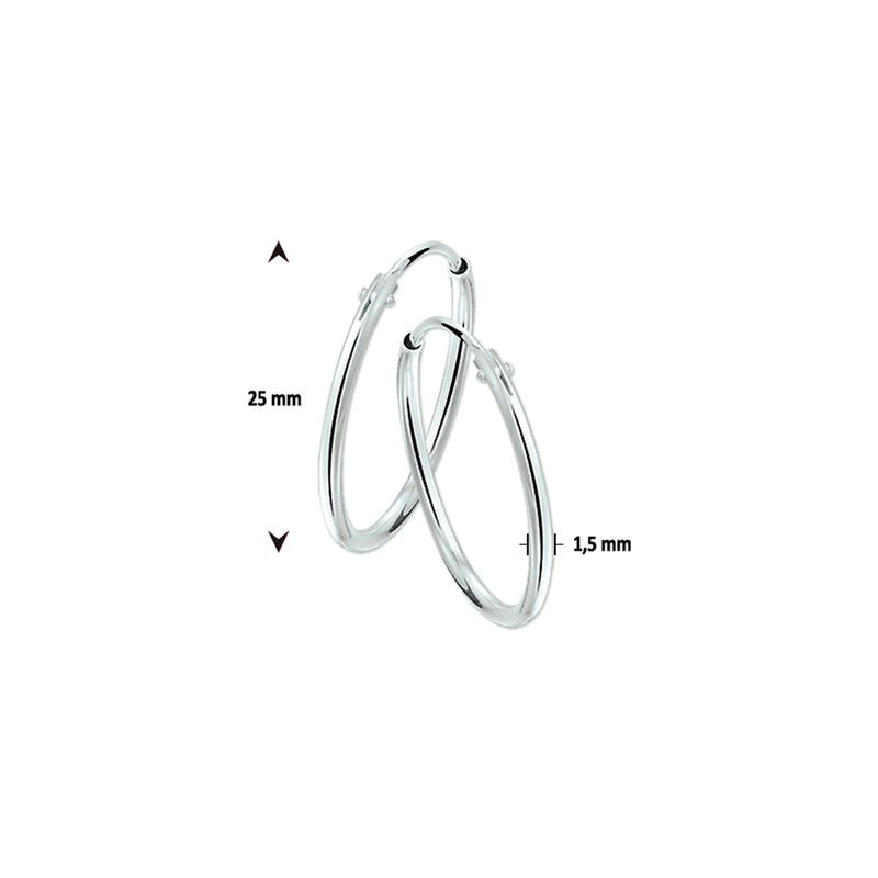 vDam Oorringen 1,5 Mm Ronde Buis Zilver Wit 1001451