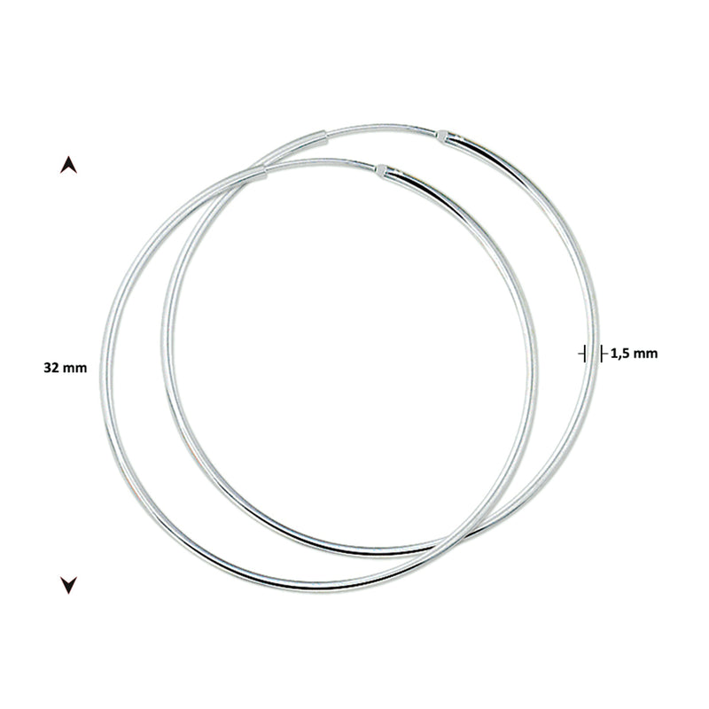 vDam Oorringen 1,5 Mm Ronde Buis Zilver Wit 1001452