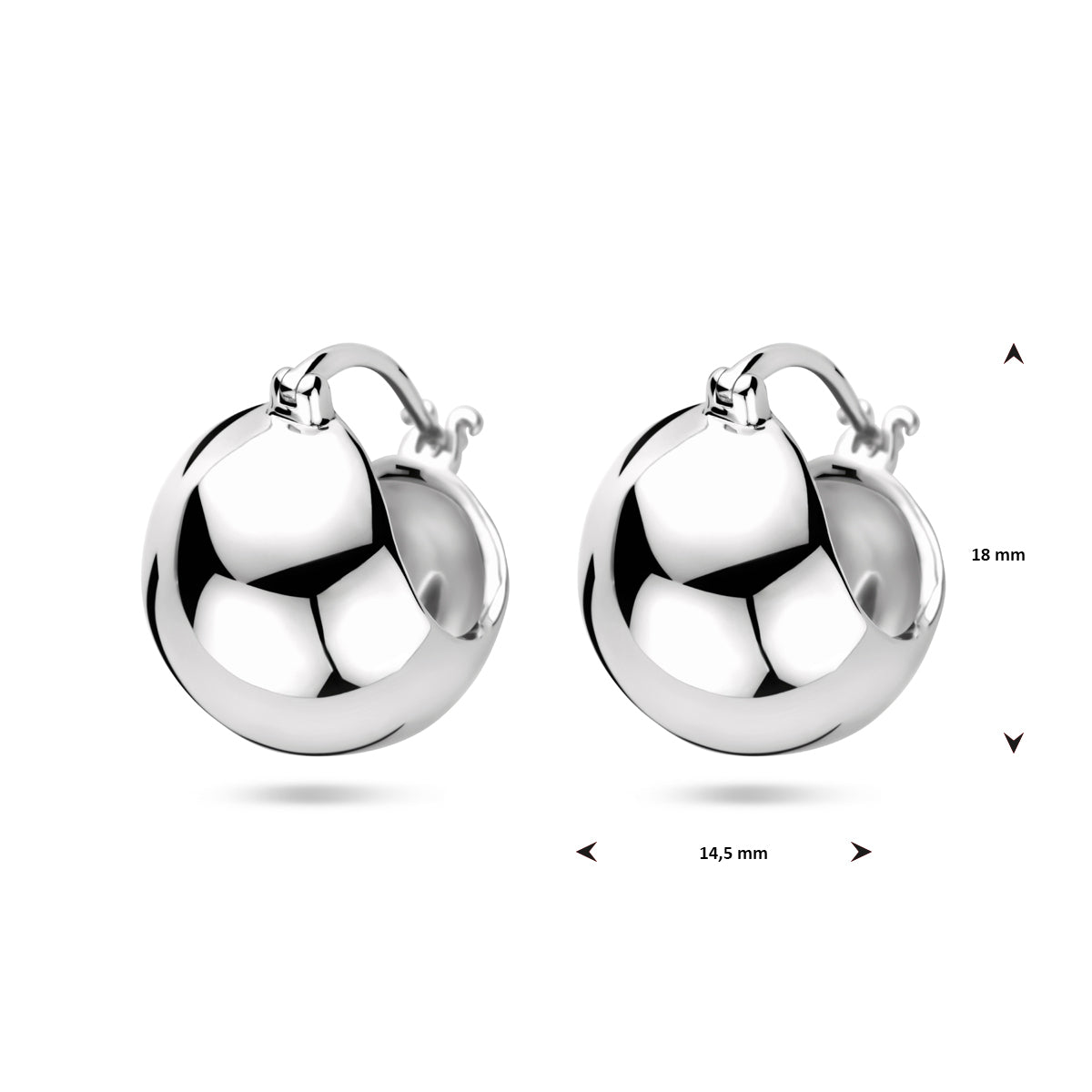 vDam Oorringen 18 Mm Zilver Gerhodineerd 1340683