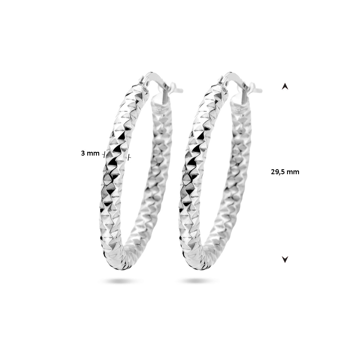 vDam Oorringen 3,0 Mm Ronde Buis Gediamanteerd Zilver Gerhodineerd 1336877