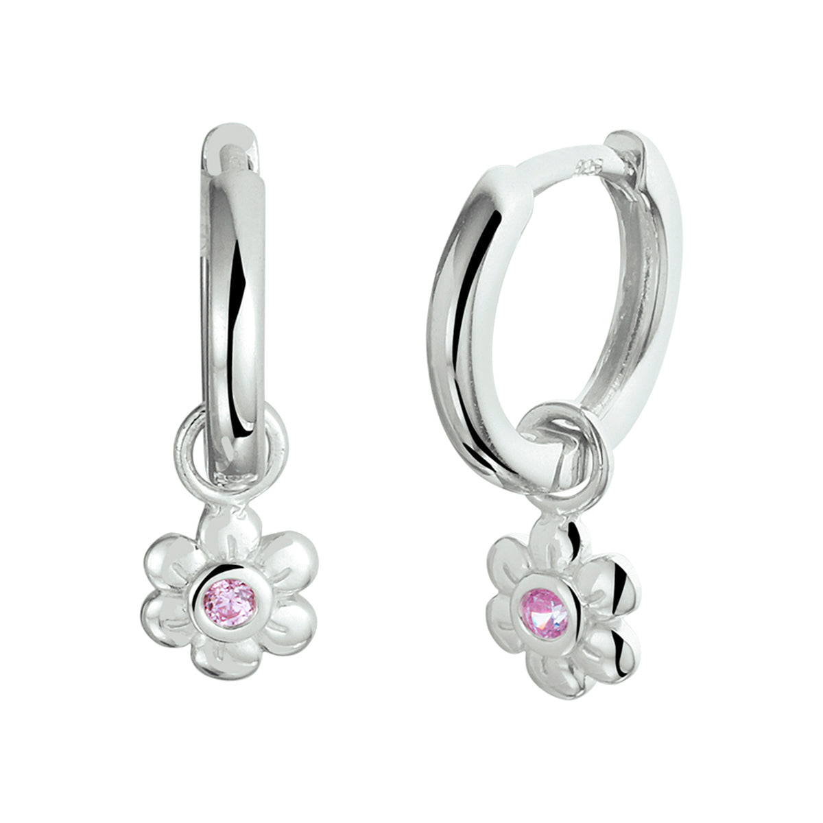 vDam Oorringen Bloem Roze Zirkonia Zilver Gerhodineerd 1332044