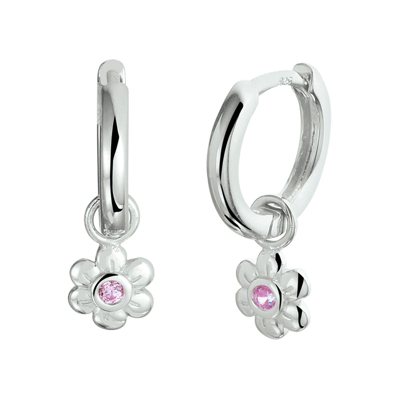 vDam Oorringen Bloem Roze Zirkonia Zilver Gerhodineerd 1340436