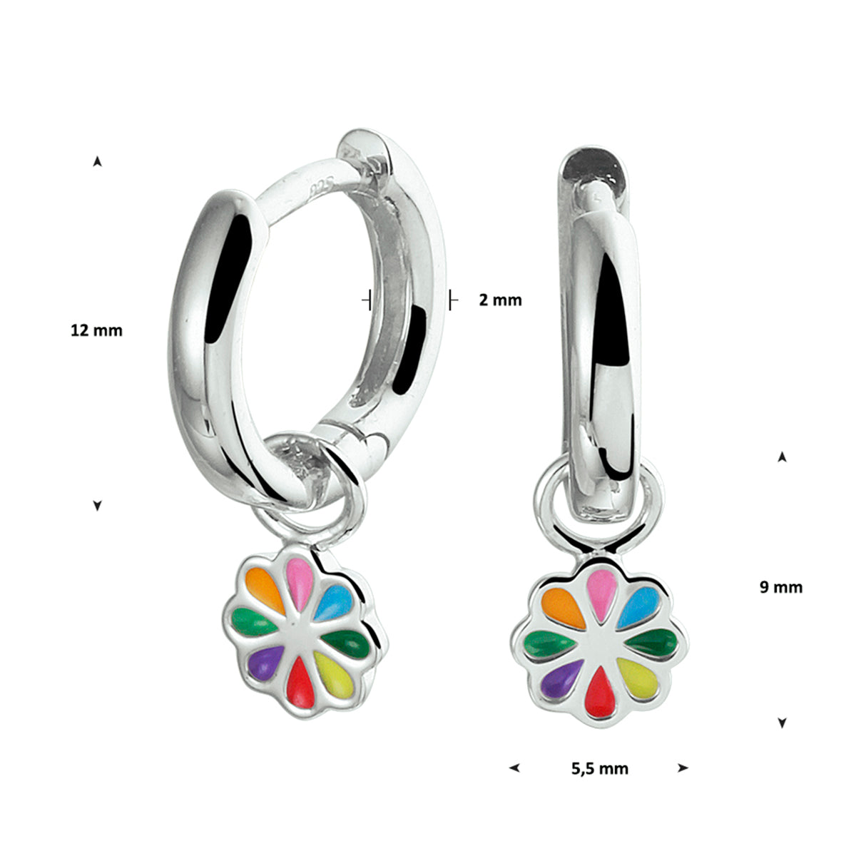 vDam Oorringen Bloem Zilver Gerhodineerd 1330162