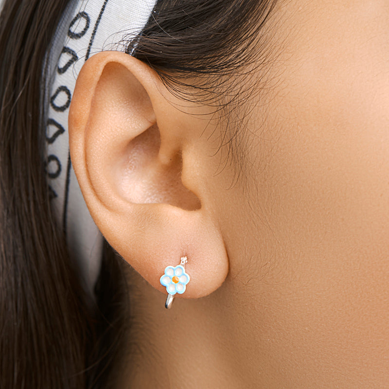 vDam Oorringen Bloem Zilver Wit 1020150