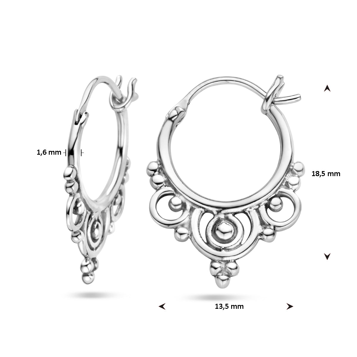 vDam Oorringen Filigrain Zilver Gerhodineerd 1336694