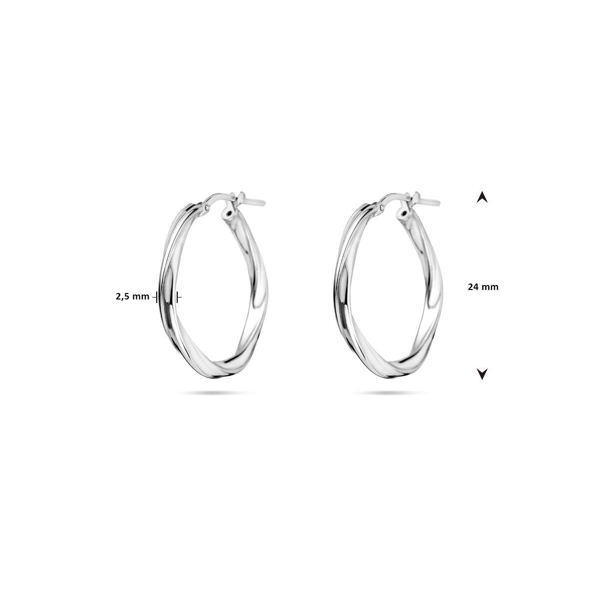 vDam Oorringen Gedraaid 2,0 Mm Zilver Gerhodineerd 1337961