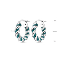 vDam Oorringen Gedraaid Donkergroen Emaille Zilver Gerhodineerd 1339026