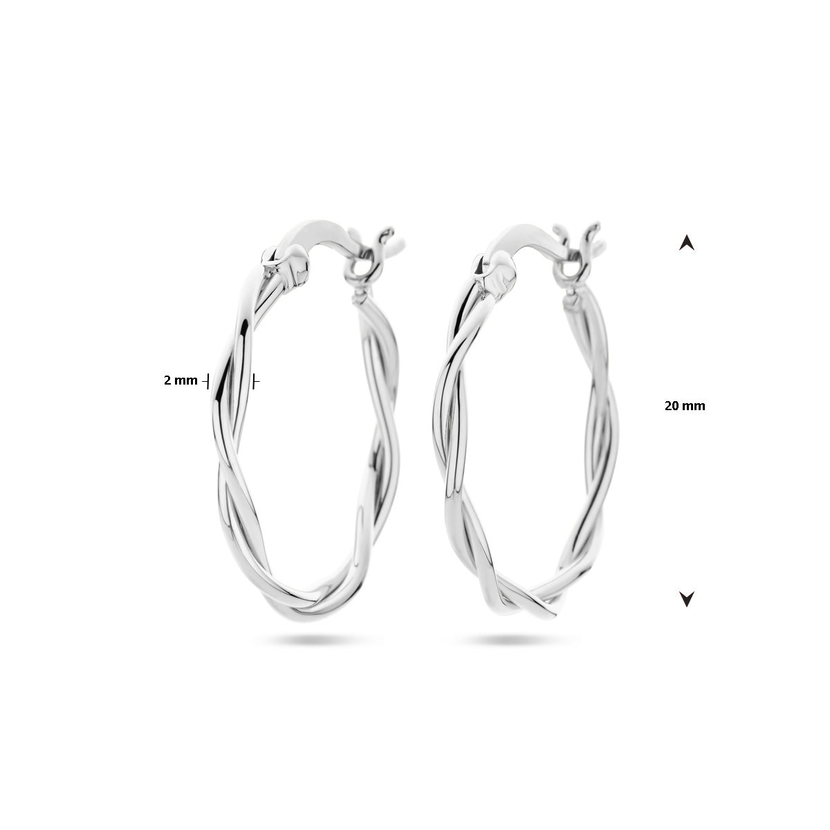 vDam Oorringen Gedraaide Buis 2,0 Mm Zilver Gerhodineerd 1337896