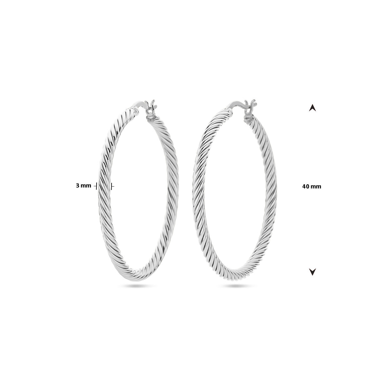 vDam Oorringen Gedraaide Buis 3,0 Mm Zilver Gerhodineerd 1337895