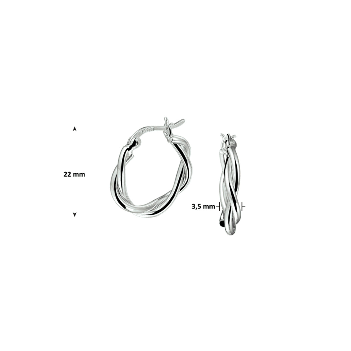 vDam Oorringen Gedraaide Buis Zilver Gerhodineerd 1328507