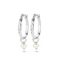 vDam Oorringen Gehamerd Parel Zilver Gerhodineerd 1335726