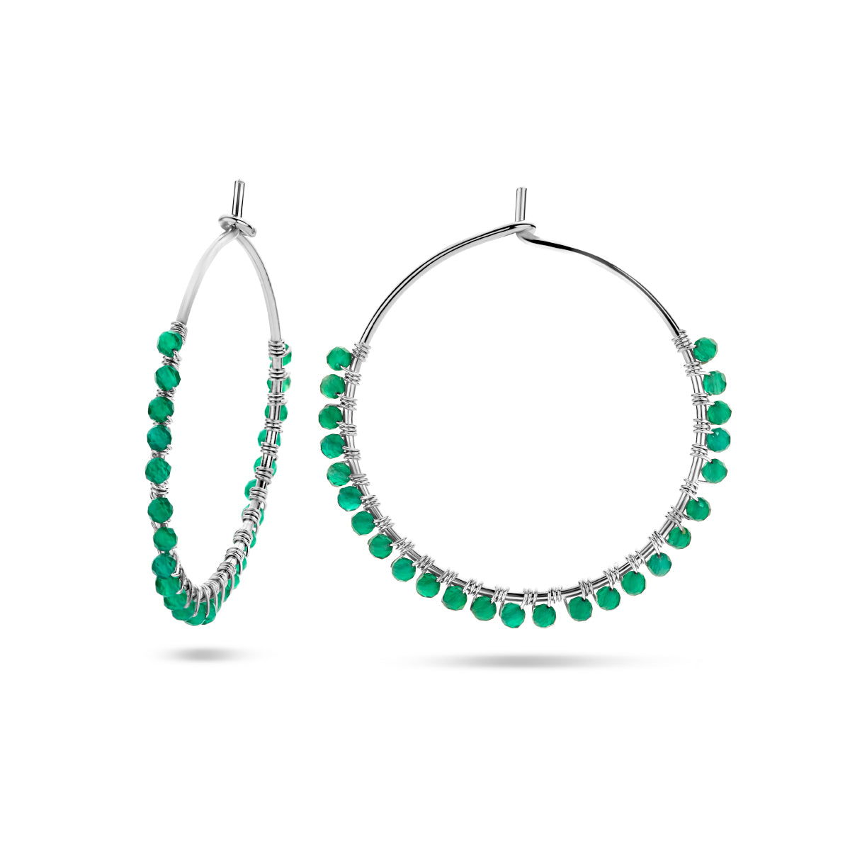 vDam Oorringen Groen Agaat Zilver Gerhodineerd 1335252