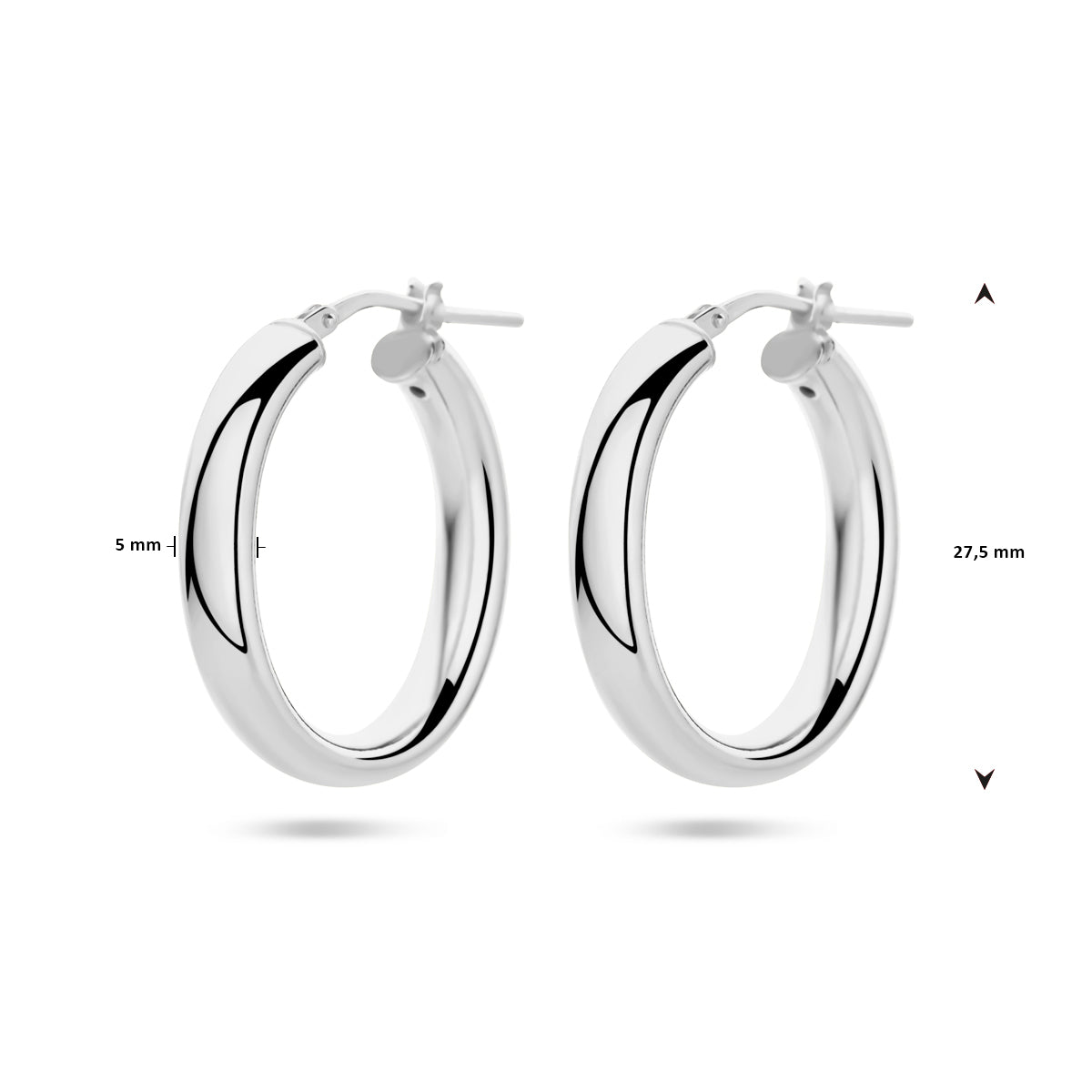 vDam Oorringen Half Ronde Buis Zilver Gerhodineerd 1338735