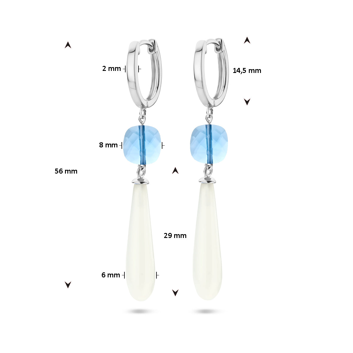 vDam Oorringen Kleursteen Zilver Gerhodineerd 1336680