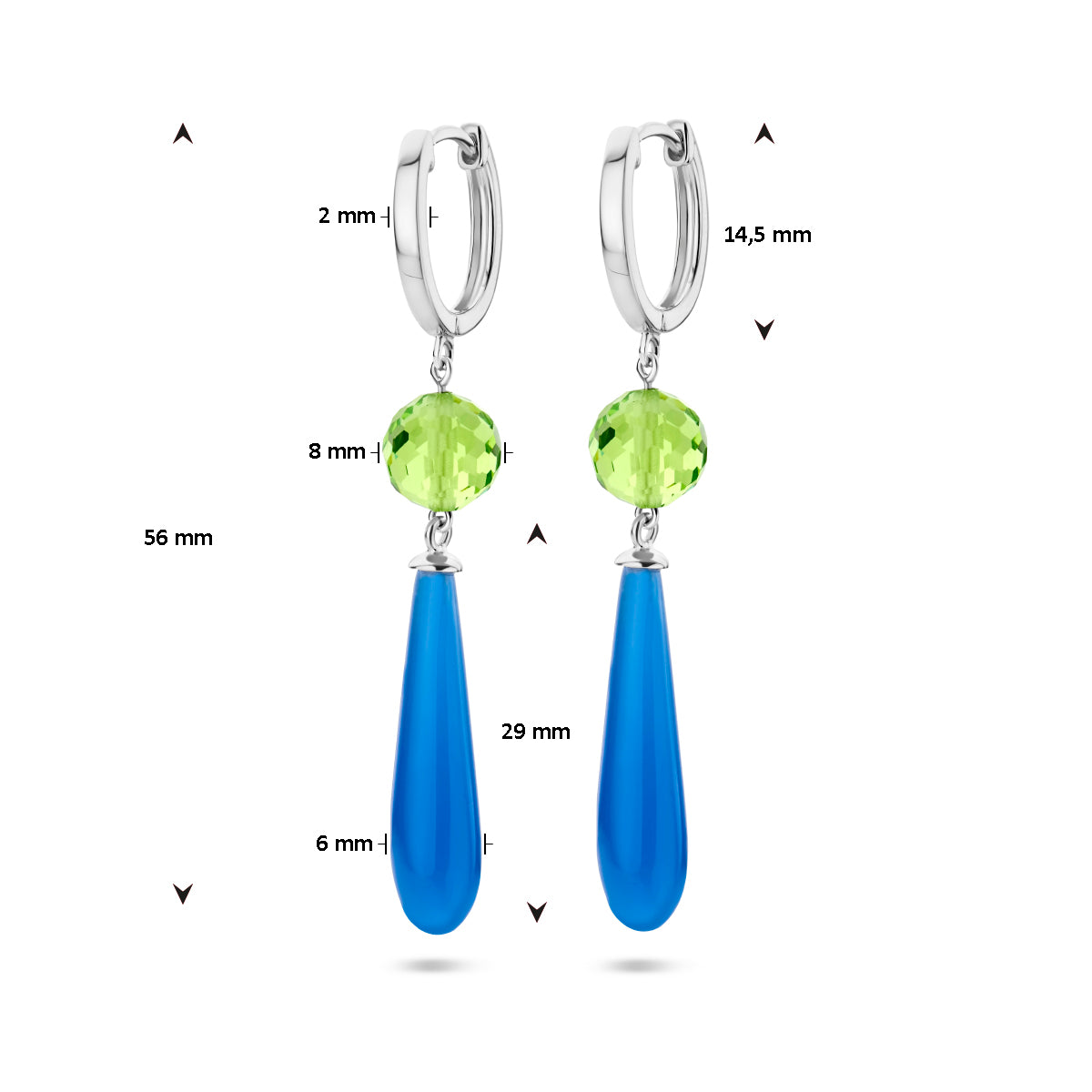 vDam Oorringen Kleursteen Zilver Gerhodineerd 1336682